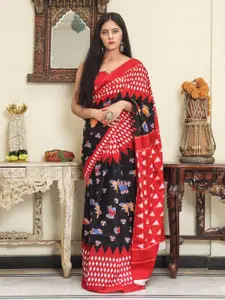 KIAARON Ethnic Motifs Pure Cotton Block Print Saree