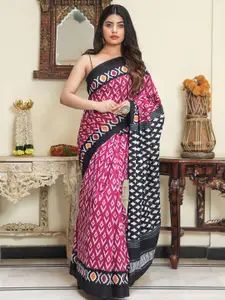KIAARON Ethnic Motifs Pure Cotton Block Print Saree