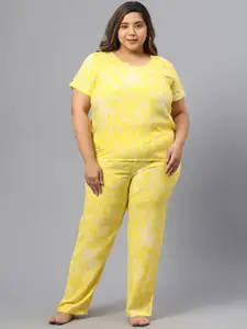SAAKAA Plus Size Floral Printed Night Suit