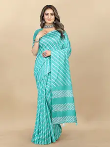 VEDANT VASTRAM Striped Printed Satin Saree
