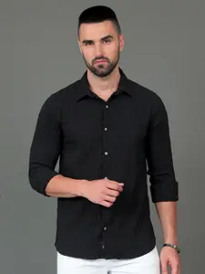 CAZZBA Self Designed Spread Collar Cotton Casual Shirt