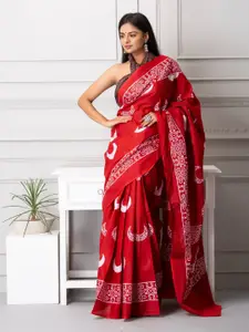 JALTHER Batik Printed Pure Cotton Block Print Saree