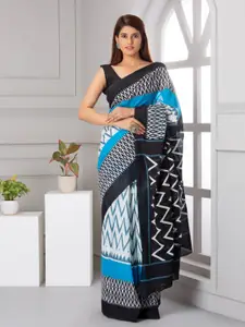 JALTHER Geometric Printed Pure Cotton Block Print Saree