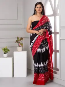 JALTHER Geometric Printed Pure Cotton Ikat Saree