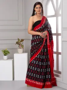 JALTHER Floral Printed Pure Cotton Block Print Saree