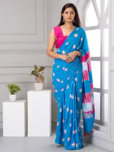 JALTHER Bandhani Printed Pure Cotton Block Print Saree