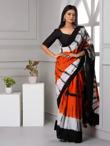 JALTHER Tie and Dye Printed Pure Cotton Block Print Saree