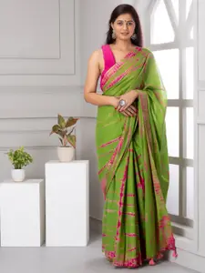 JALTHER Tie and Dye Printed Pure Cotton Block Print Saree