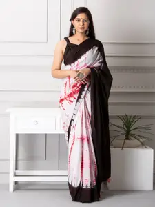 JALTHER Tie and Dye Dyed Pure Cotton Block Print Saree