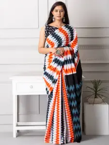 KIAARON Geometric Pure Cotton Block Print Saree