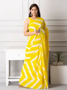 KIAARON Tie and Dye Pure Cotton Block Print Saree