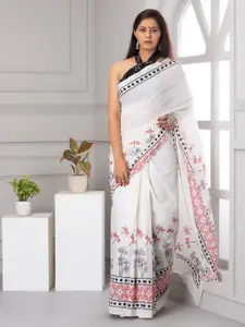 KIAARON Ethnic Motifs Printed Pure Cotton Block Print Saree
