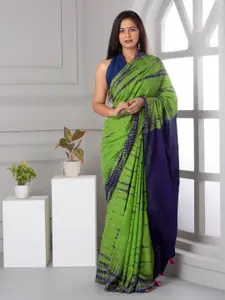 KIAARON Tie and Dye Pure Cotton Block Print Saree