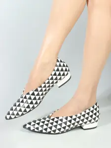 Denill Printed Pointed Toe Block Heeled Pumps