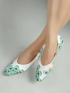 Denill Printed Pointed Toe Comfortable Block Heeled Pumps