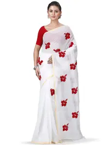 DipDiya Ethnic Floral Printed Taant Saree