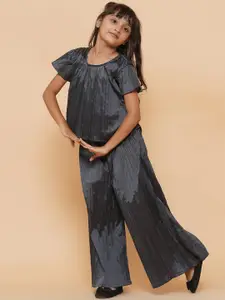 Aks Kids Girls Taffeta Pleated Top with Palazzos Clothing Set