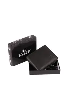 Keviv Men Textured Leather Two Fold Wallet