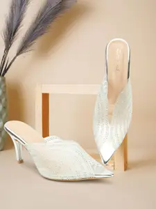 Retro Walk Embellished Slim Peep Toes