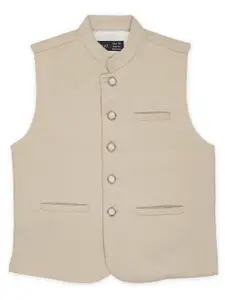 CAVIO Boys Mandarin Collar Sleeveless Pure Cotton Nehru Jackets
