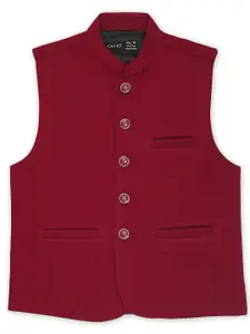 CAVIO Boys Mandarin Collar Sleeveless Pure Cotton Nehru Jackets