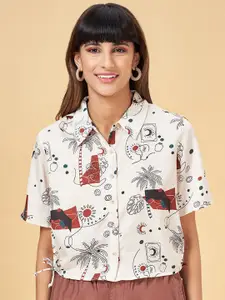People Boxy Tropical Printed Casual Shirt