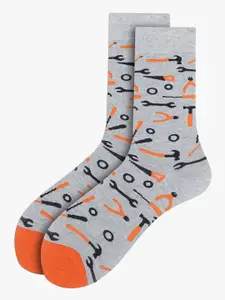 Soxytoes Men Patterned Anti Slip Grip Cotton Calf Length Socks