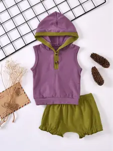 StyleCast Purple Infant Girls Hooded Top with Shorts
