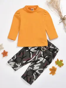 StyleCast Orange Coloured Infant Girls High Neck Top with Trousers
