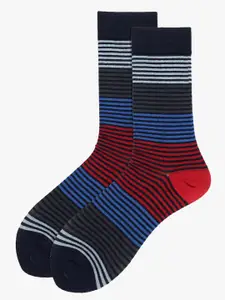 Soxytoes Men Striped Anti Slip Grip Cotton Calf-Length Socks