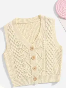 StyleCast Boys Self Design V-Neck Sleeveless Acrylic Cable Knit Sweaters