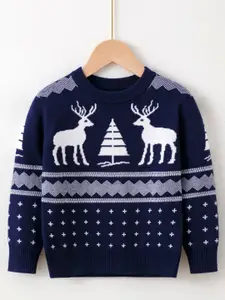 StyleCast Boys Navy Blue Graphic Printed Pullover