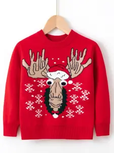 StyleCast Boys Red Graphic Printed Pullover