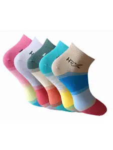 HRX by Hrithik Roshan Men Pink Pack Of 5 Patterned Ankle-Length Socks