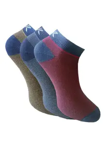 HRX by Hrithik Roshan Men Maroon Pack Of 3 Anti-Microbial Ankle-Length Socks