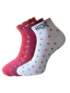 HRX by Hrithik Roshan Men Pack Of 3 Patterned  Anti-Microbial Ankle-Length Socks