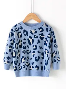 StyleCast Girls Blue Animal Skin Printed Pullover