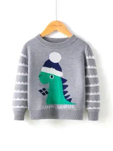 StyleCast Boys Grey Graphic Self Design Pullover Sweater