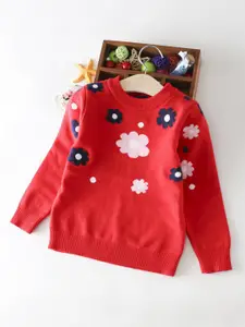 StyleCast Girls Red Floral Printed Pullover
