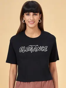 People Black Typography Printed T-Shirt