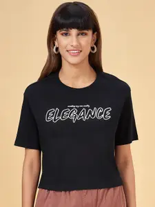 People Black Typography Printed T-Shirt