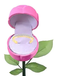 Vighnaharta Gold-Plated CZ-Studded Finger Ring With Rose Box