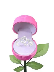 Vighnaharta Rhodium-Plated CZ-Studded Finger Ring With Rose Box