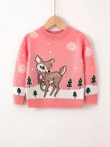 StyleCast Boys Pink & Brown Graphic Printed Pullover Sweater