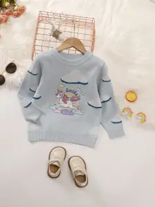 StyleCast Boys Grey & White Graphic Printed Pullover Sweater