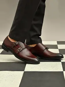 San Frissco Men Leather Formal Monk Shoes