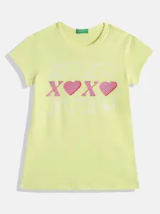 United Colors of Benetton Girls Typography Printed Round Neck T-shirt