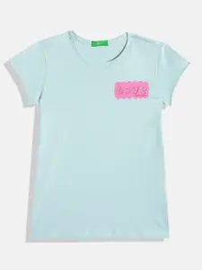 United Colors of Benetton Girls Typography Printed Detail Round Neck T-shirt