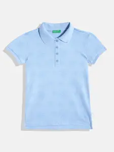 United Colors of Benetton Girls Floral Printed Polo Collar T-shirt
