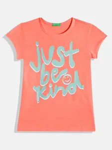 United Colors of Benetton Girls Typography Printed Round Neck T-shirt